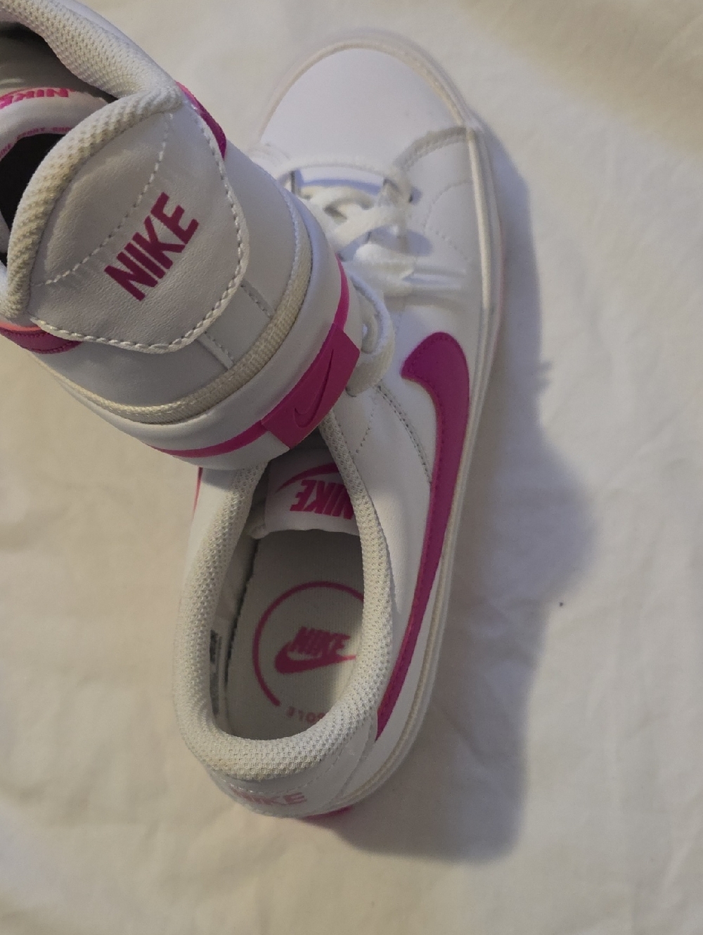 Nike Court Legacy White/laser Fuchsia Big Girls 6.5/Womens 8 - Picture 2 of 12